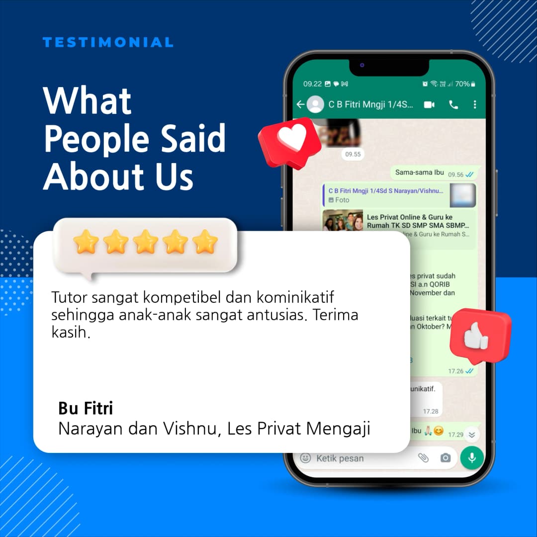 Testimoni Testimoni alfa les privat mengaji siswa narayan dan vishnu